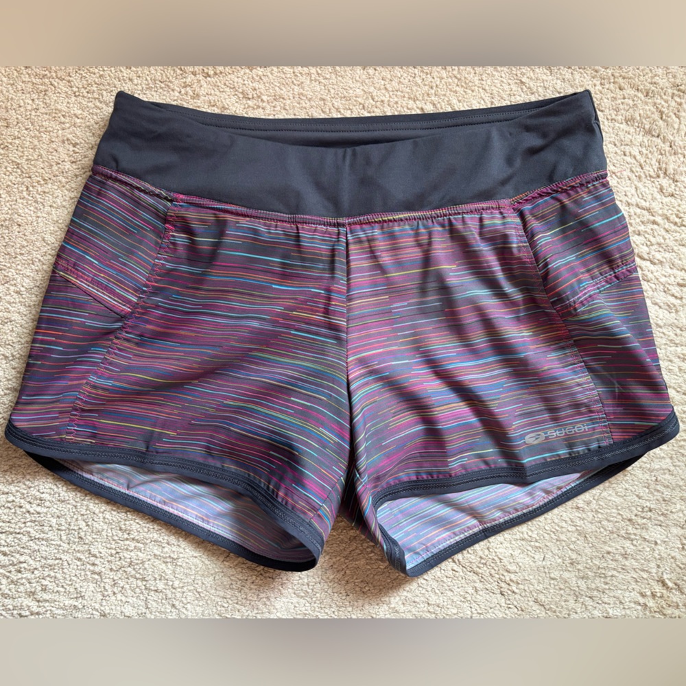 SUGOI Women's Multicolor Striped Athletic Shorts